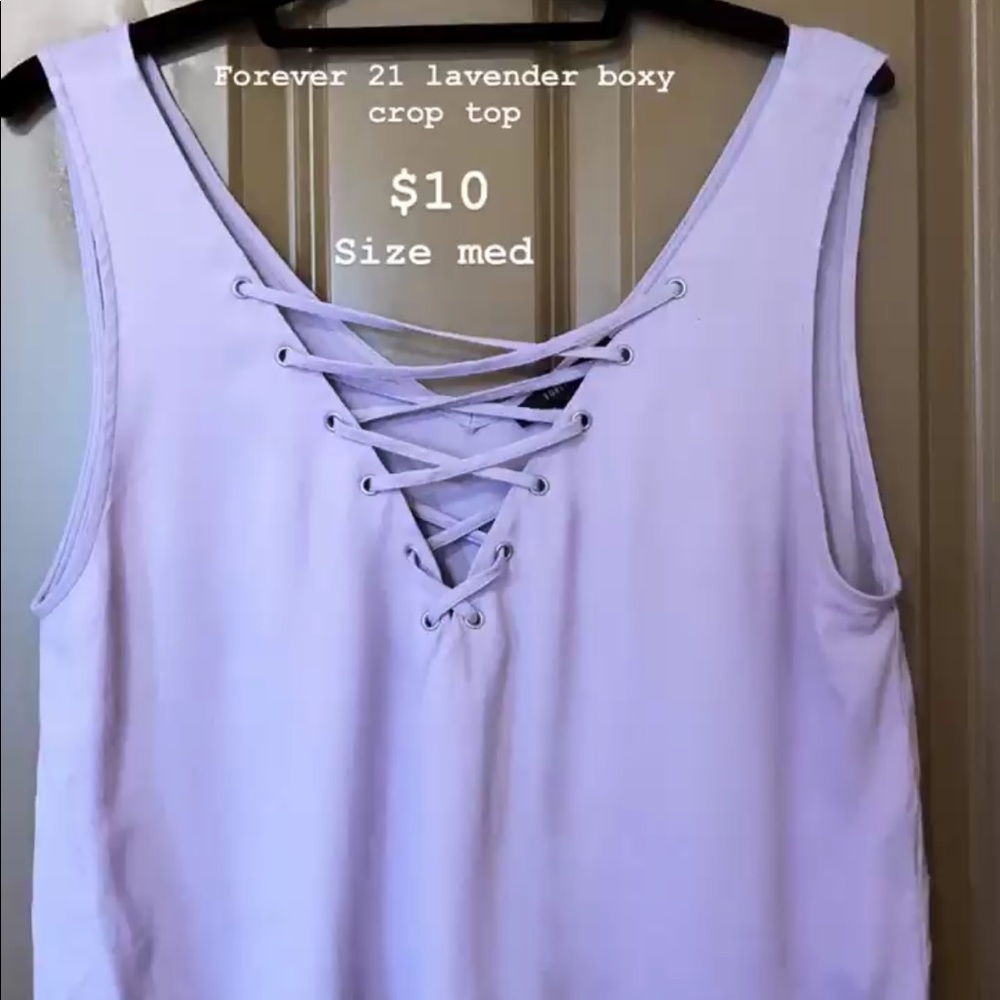 Lilac Forever21 Lace-up Crop Top🌸